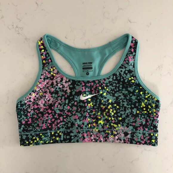 Nike Pro Activewear Floral Racer Back Top Green Yellow Pink Sz M - no fabric tag - Picture 8 of 8